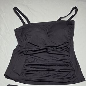 Lands' End Tankini Top Swimsuit Size 10 Ruched Front